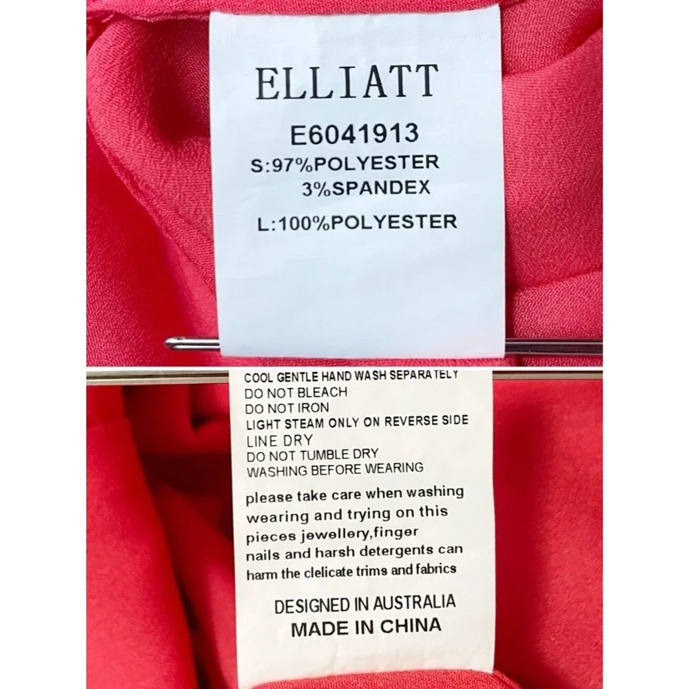 ELLIATT Satin Asym Mini Dress Melon Coral Pink Open Back Bow XS Party Cocktail